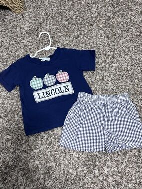 Personalized Lincoln Navy Apple Matching Set for Kids